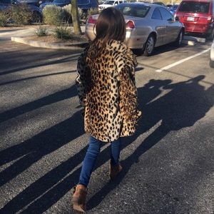 Kids Leopard faux fur coat